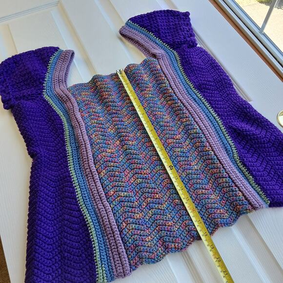 Hourglass Crochet Sweater Blouse 3X short puff sleeve shaping side panels - Picture 8 of 9